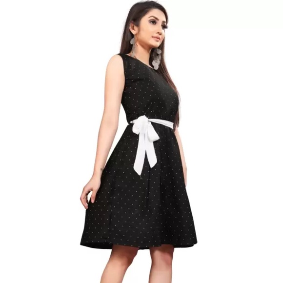 NWT BANDOLINO Black /Plaid print eyelet MIDI TIE BACK WRAP Dress 8 - Picture 1 of 15
